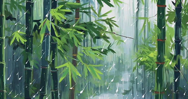 竹林小道中的大雨,插画/手绘图,插画/手绘图库,插画/手绘图下载,插画/手绘